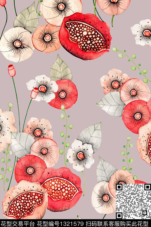 彩底花卉趋势华亿平台数码华亿平台数码印花华亿平台下载（图片编号: 1321579） - 瓦栏（Walan）