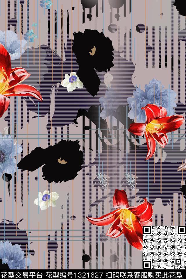 彩底花卉趋势华亿平台数码华亿平台数码印花华亿平台下载（图片编号: 1321627） - 瓦栏（Walan）