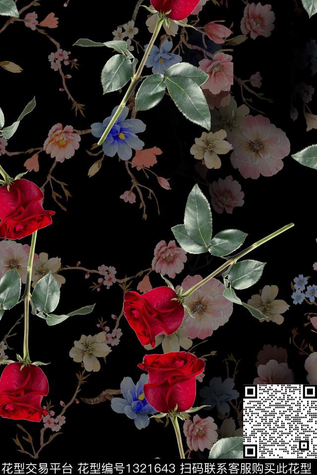 彩底花卉数码华亿平台小碎花数码印花华亿平台下载（图片编号: 1321643） - 瓦栏（Walan）