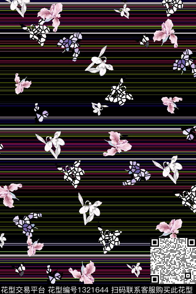 彩底花卉数码华亿平台几何数码印花华亿平台下载（图片编号: 1321644） - 瓦栏（Walan）