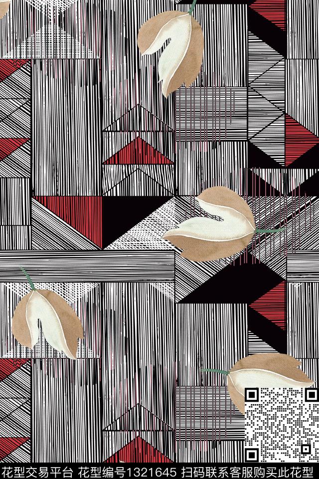 彩底花卉数码华亿平台几何数码印花华亿平台下载（图片编号: 1321645） - 瓦栏（Walan）
