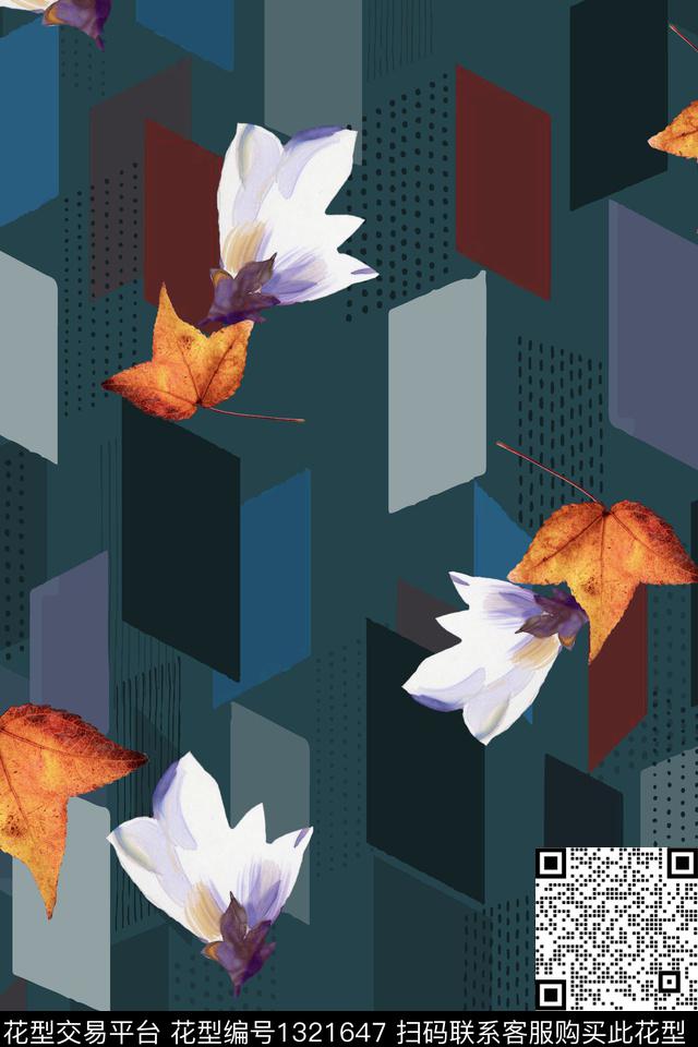 彩底花卉数码华亿平台几何数码印花华亿平台下载（图片编号: 1321647） - 瓦栏（Walan）