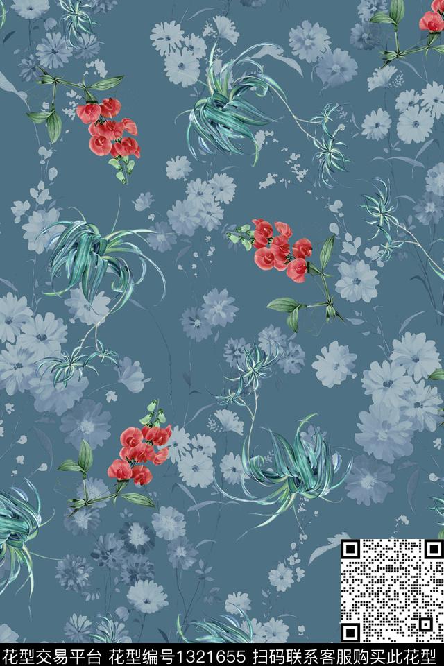彩底花卉数码华亿平台小碎花数码印花华亿平台下载（图片编号: 1321655） - 瓦栏（Walan）