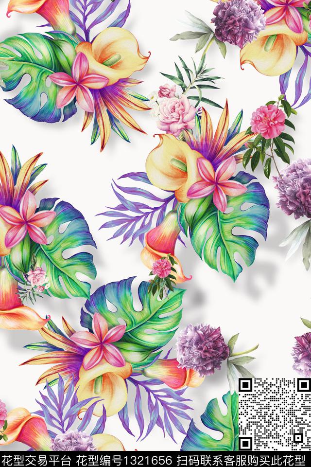 彩底花卉数码华亿平台小碎花数码印花华亿平台下载（图片编号: 1321656） - 瓦栏（Walan）