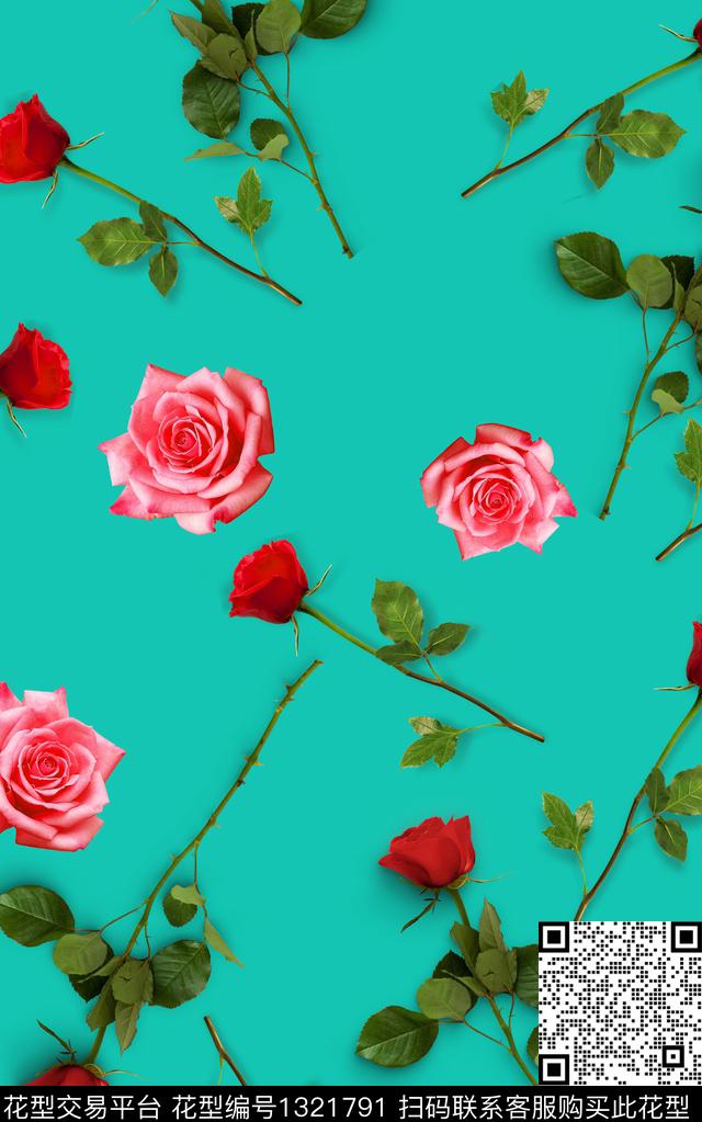 清爽底花卉花卉热带华亿平台数码印花华亿平台下载（图片编号: 1321791） - 瓦栏（Walan）