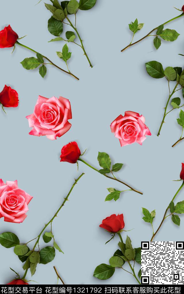 清爽底花卉花卉热带华亿平台数码印花华亿平台下载（图片编号: 1321792） - 瓦栏（Walan）