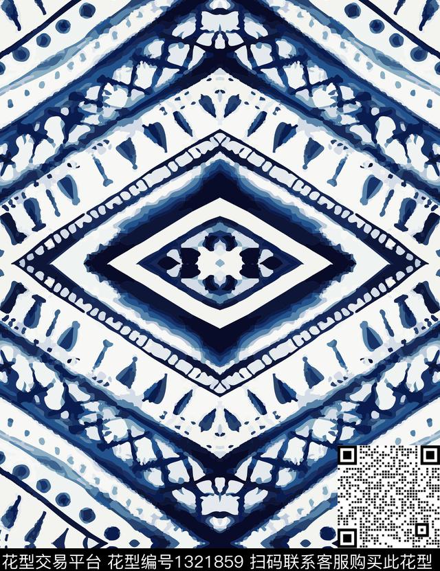 水彩女装定位花扎染华亿平台数码印花华亿平台下载（图片编号: 1321859） - 瓦栏（Walan）