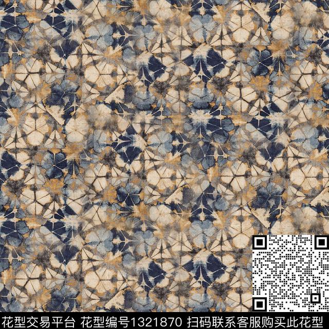 水彩女装定位花扎染华亿平台数码印花华亿平台下载（图片编号: 1321870） - 瓦栏（Walan）