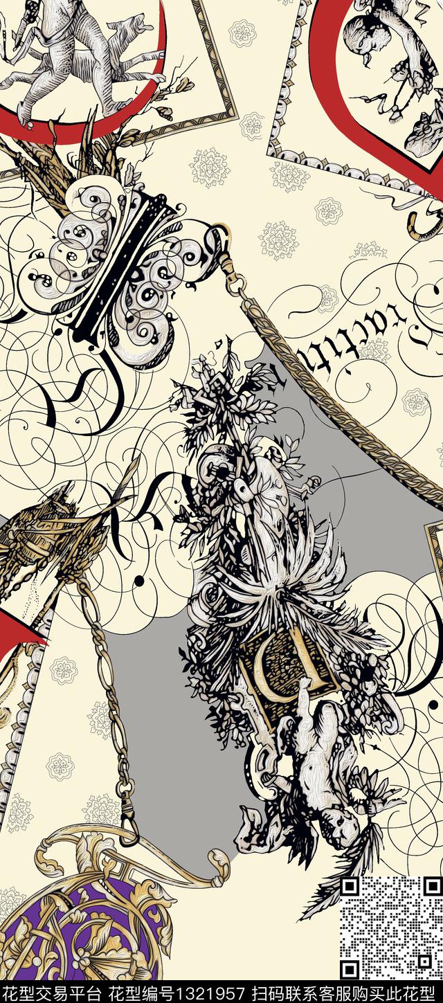 潮牌大牌风抽象数码印花华亿平台下载（图片编号: 1321957） - 瓦栏（Walan）