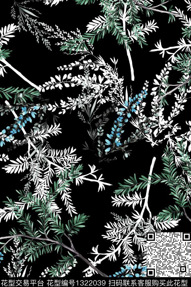 花卉大牌风植物数码印花华亿平台下载（图片编号: 1322039） - 瓦栏（Walan）