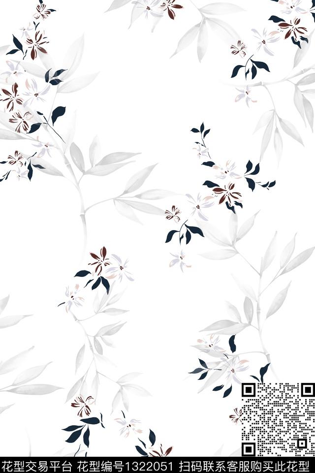 花卉大牌风小清新数码印花华亿平台下载（图片编号: 1322051） - 瓦栏（Walan）