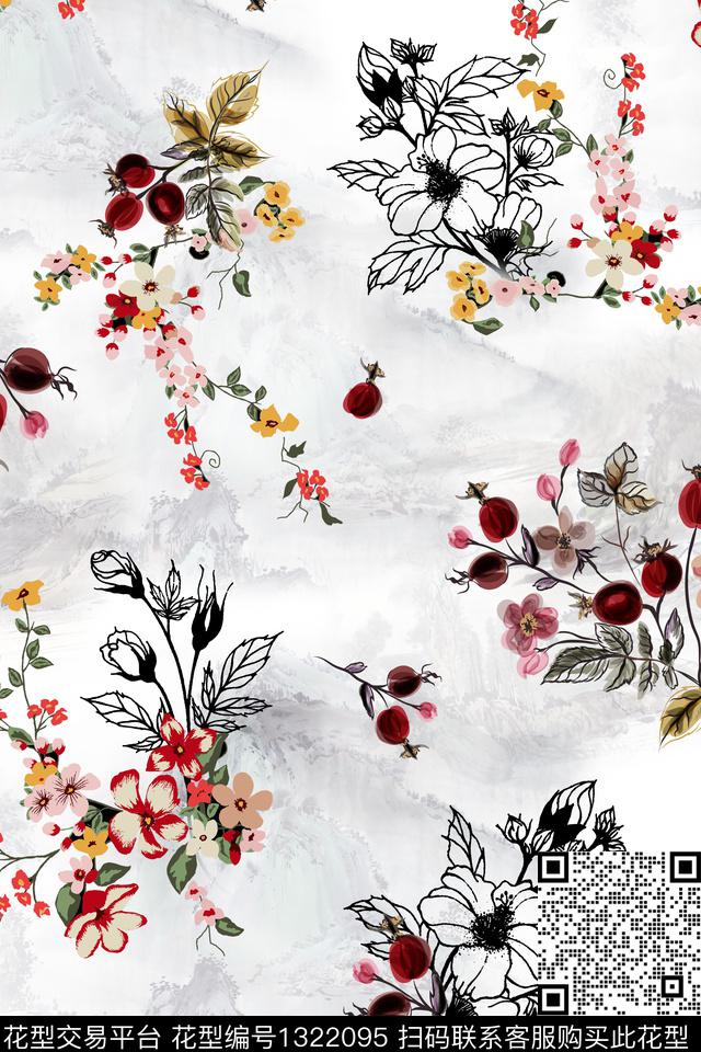 香云纱中国风真丝数码印花华亿平台下载（图片编号: 1322095） - 瓦栏（Walan）