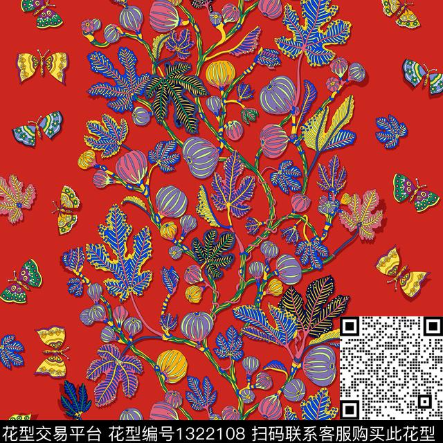 几何花卉花卉大牌风传统印花华亿平台下载（图片编号: 1322108） - 瓦栏（Walan）