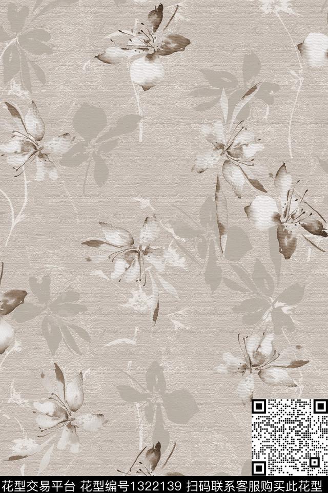 抽象花卉肌理花卉数码印花华亿平台下载（图片编号: 1322139） - 瓦栏（Walan）