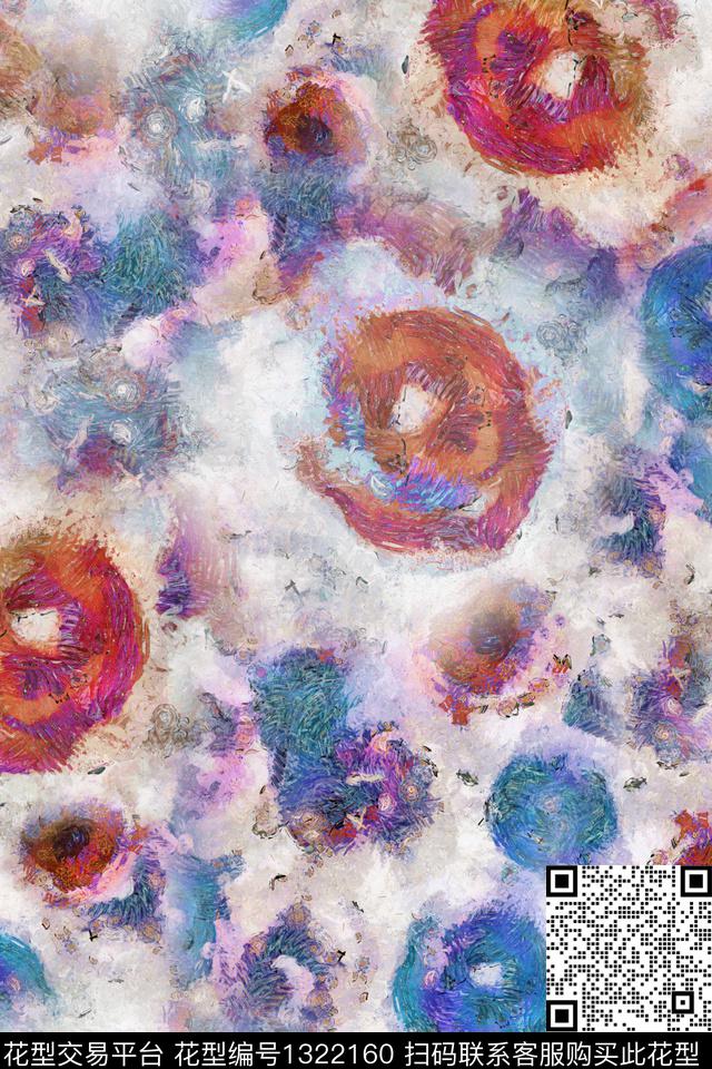 扎染华亿平台肌理花卉数码印花华亿平台下载（图片编号: 1322160） - 瓦栏（Walan）