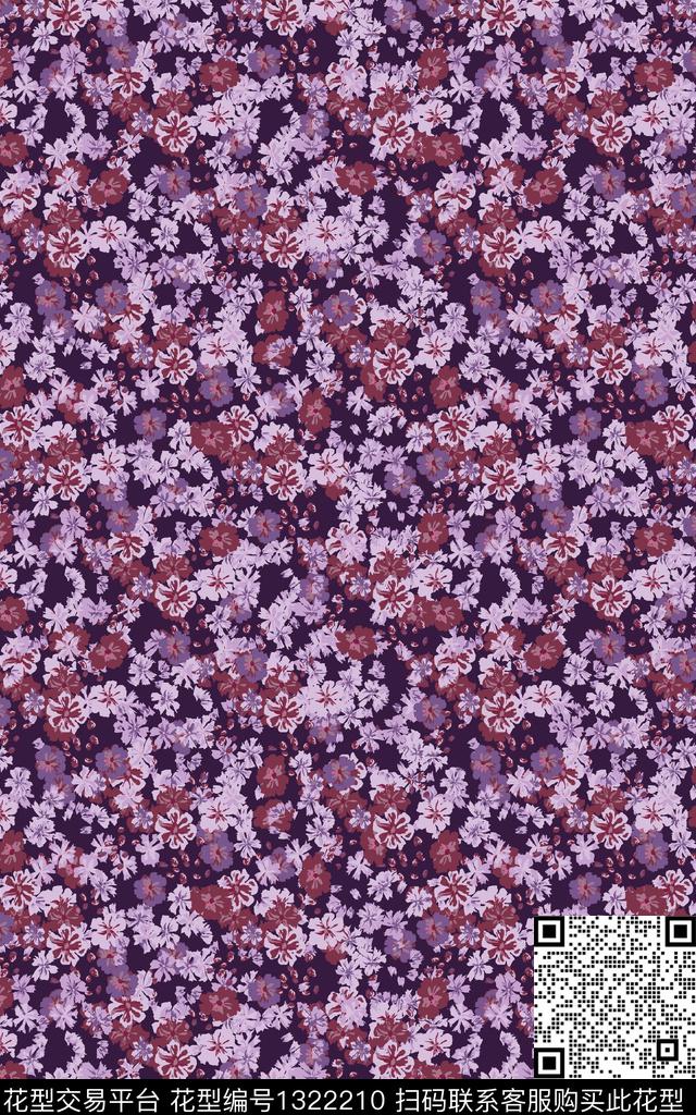 花卉雪纺大牌风传统印花华亿平台下载（图片编号: 1322210） - 瓦栏（Walan）