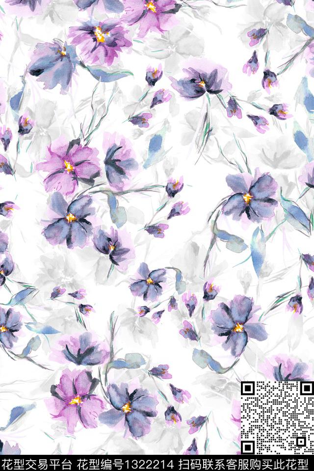 花卉大牌风水彩花卉数码印花华亿平台下载（图片编号: 1322214） - 瓦栏（Walan）