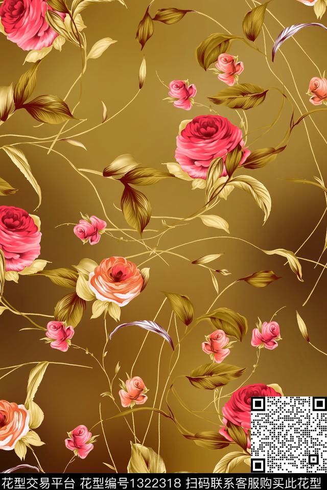 花卉大牌风小碎花数码印花华亿平台下载（图片编号: 1322318） - 瓦栏（Walan）