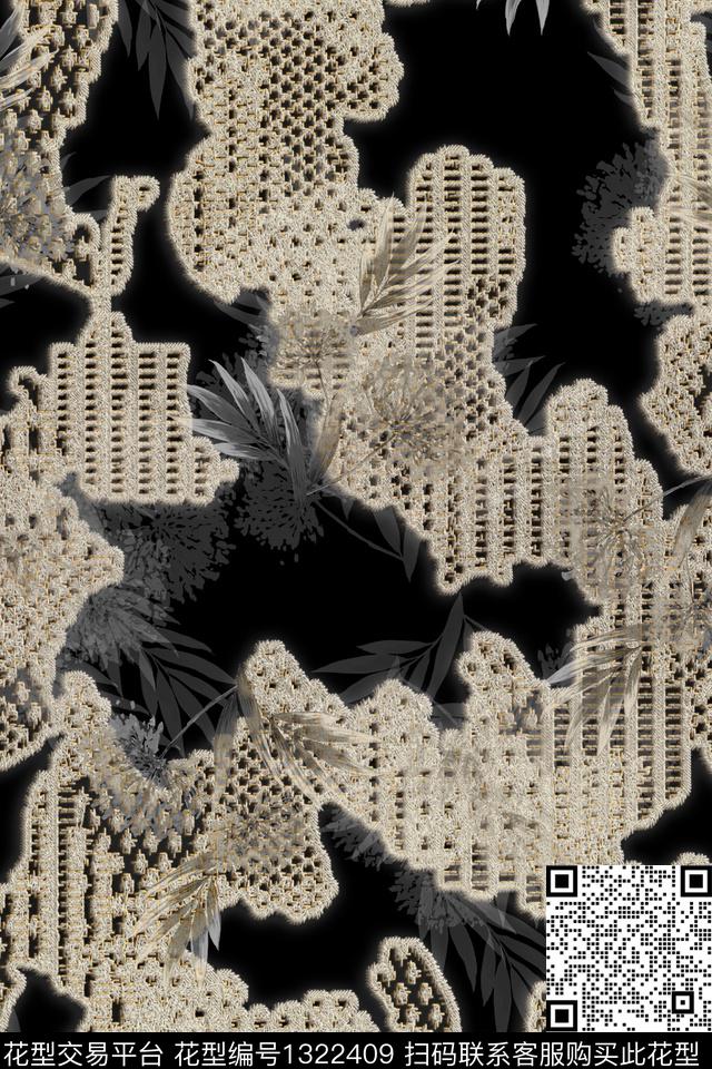 绣花华亿平台花卉大牌风数码印花华亿平台下载（图片编号: 1322409） - 瓦栏（Walan）
