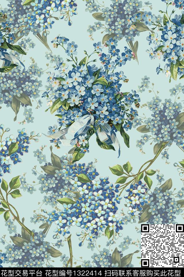 抽象花卉复古满版散花数码印花华亿平台下载（图片编号: 1322414） - 瓦栏（Walan）