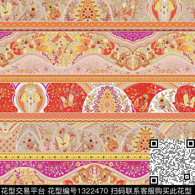 部落风花卉大牌风传统印花华亿平台下载（图片编号: 1322470） - 瓦栏（Walan）