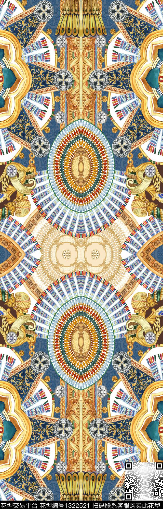 民族风大牌风长巾数码印花华亿平台下载（图片编号: 1322521） - 瓦栏（Walan）