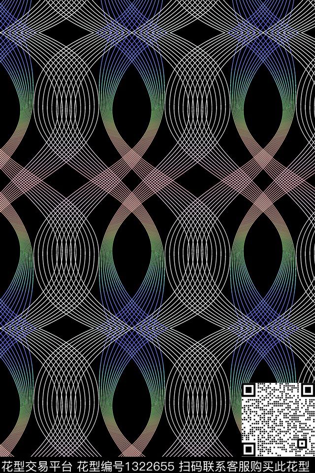 线条几何抽象传统印花华亿平台下载（图片编号: 1322655） - 瓦栏（Walan）