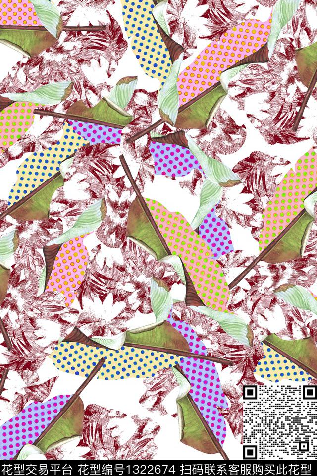 趣味波点铅笔画数码印花华亿平台下载（图片编号: 1322674） - 瓦栏（Walan）