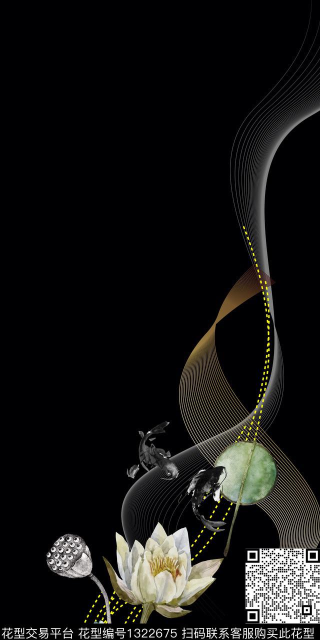 几何花卉绿植树叶定位花数码印花华亿平台下载（图片编号: 1322675） - 瓦栏（Walan）