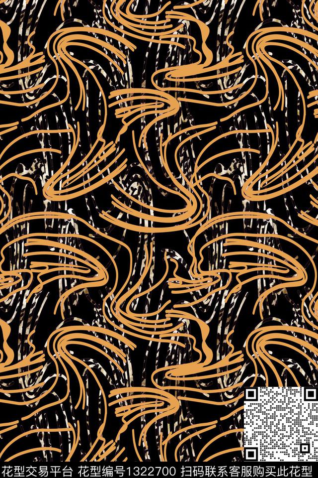 几何抽象黑底花卉数码印花华亿平台下载（图片编号: 1322700） - 瓦栏（Walan）