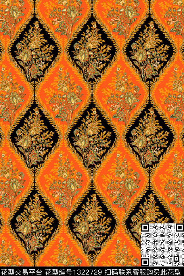 女装民族风重复数码印花华亿平台下载（图片编号: 1322729） - 瓦栏（Walan）