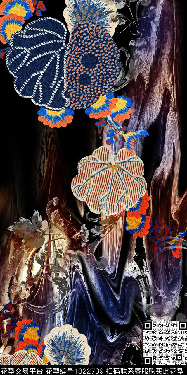 中国风定位花定位花民族风数码印花华亿平台下载（图片编号: 1322739） - 瓦栏（Walan）