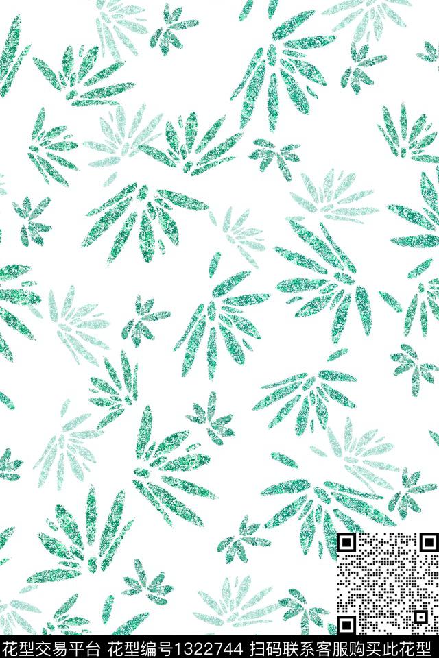 植物小清新抽象传统印花华亿平台下载（图片编号: 1322744） - 瓦栏（Walan）