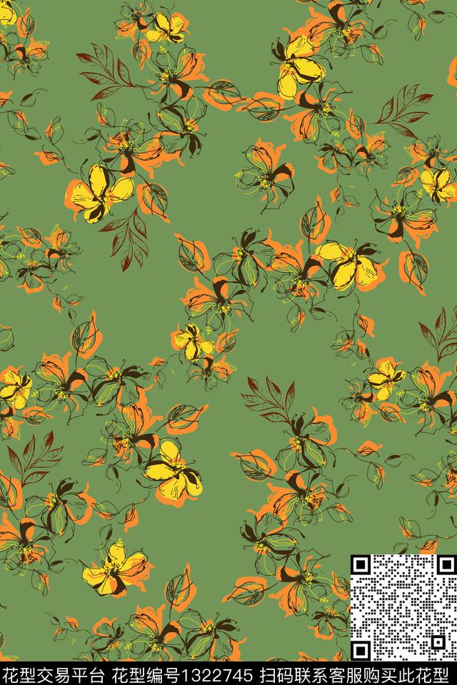 抽象花卉花卉小清新传统印花华亿平台下载（图片编号: 1322745） - 瓦栏（Walan）