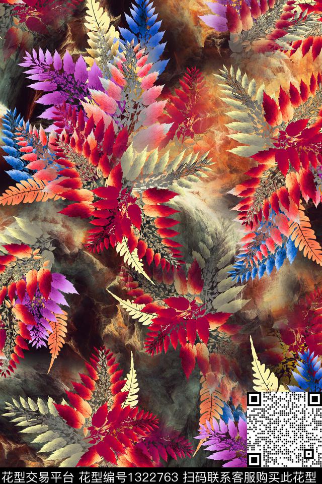 女装花卉满版散花数码印花华亿平台下载（图片编号: 1322763） - 瓦栏（Walan）