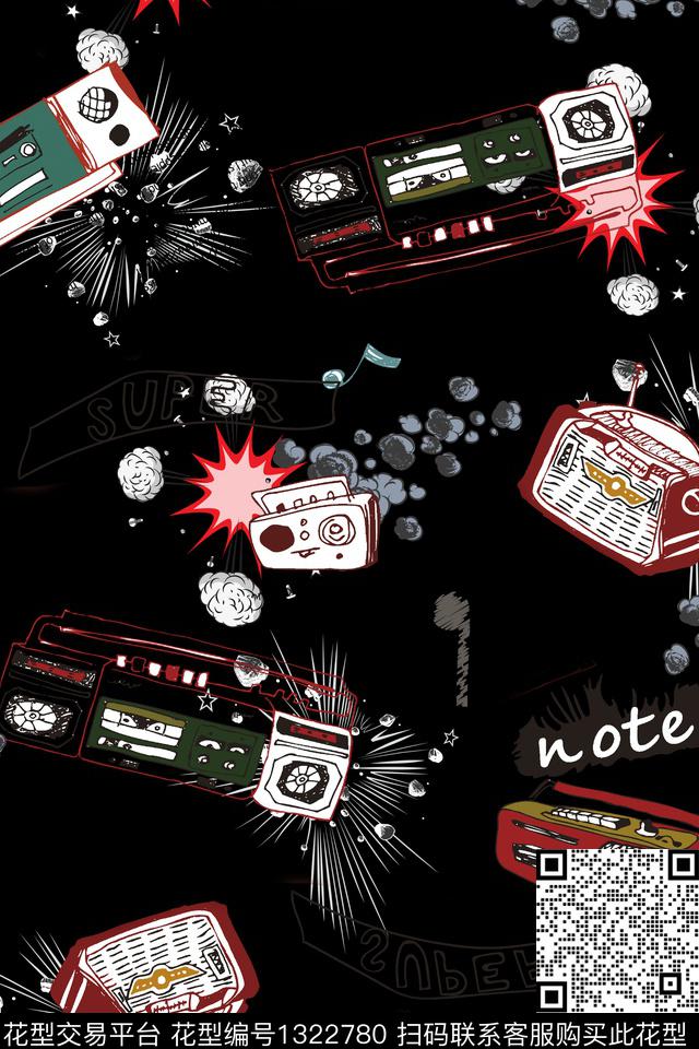 几何花卉数码印花华亿平台下载（图片编号: 1322780） - 瓦栏（Walan）