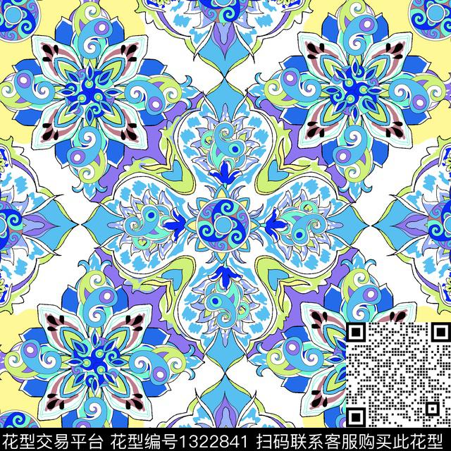 水彩方巾大牌风数码印花华亿平台下载（图片编号: 1322841） - 瓦栏（Walan）