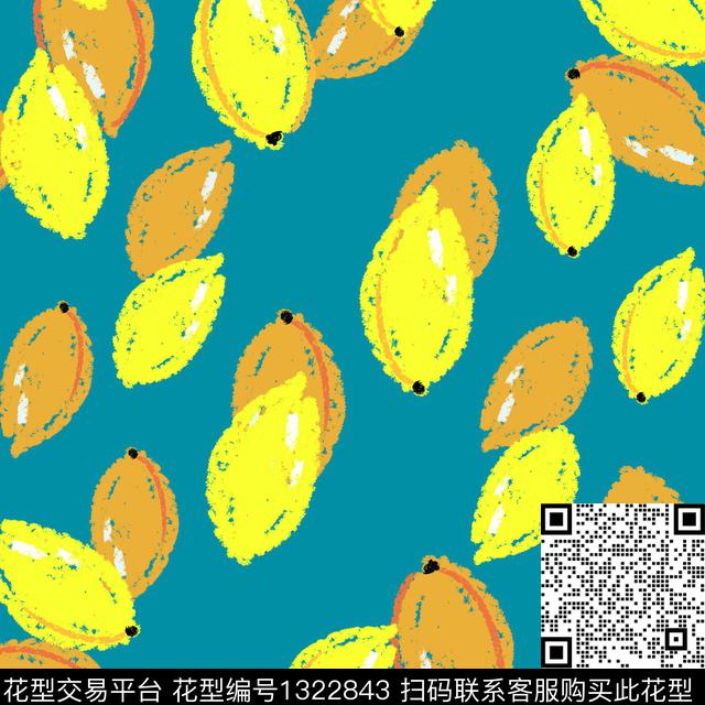 水果笔触涂鸦数码印花华亿平台下载（图片编号: 1322843） - 瓦栏（Walan）