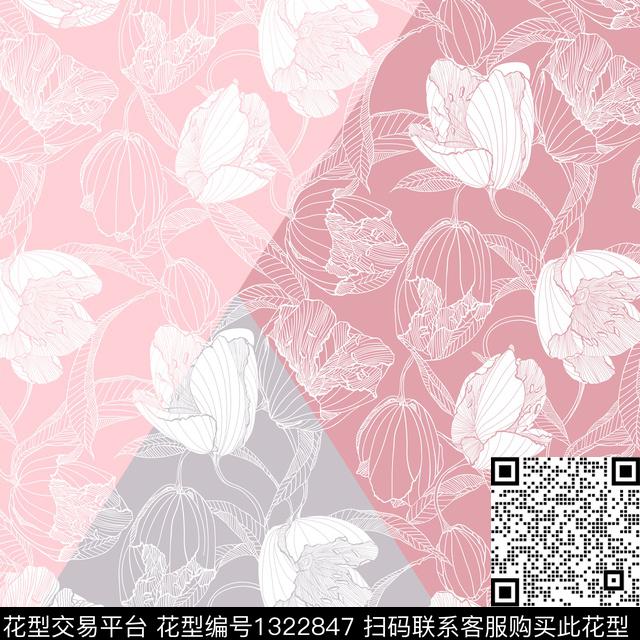 简约大牌风花卉方巾数码印花华亿平台下载（图片编号: 1322847） - 瓦栏（Walan）