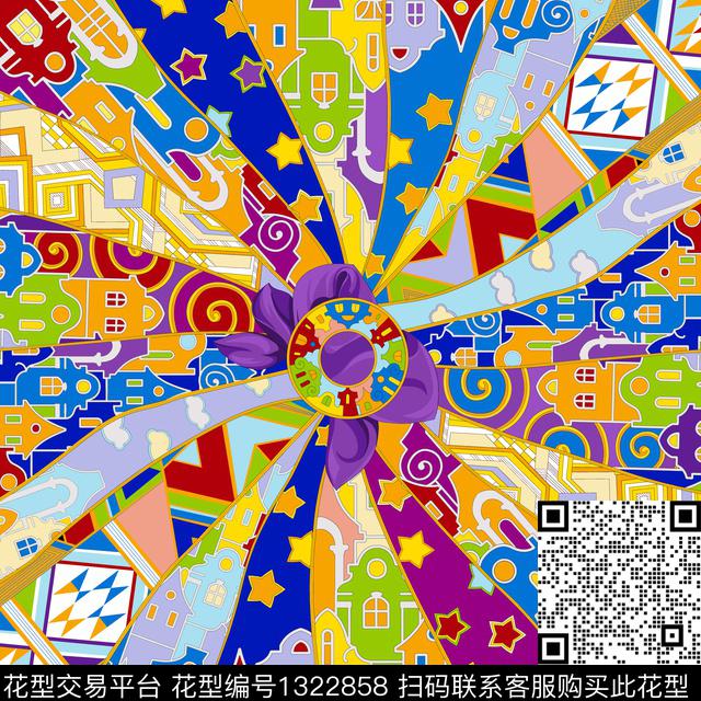 方巾大牌风几何时尚传统印花华亿平台下载（图片编号: 1322858） - 瓦栏（Walan）