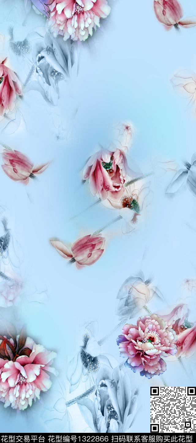 香云纱中国风真丝数码印花华亿平台下载（图片编号: 1322866） - 瓦栏（Walan）