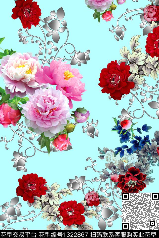 香云纱中国风真丝数码印花华亿平台下载（图片编号: 1322867） - 瓦栏（Walan）