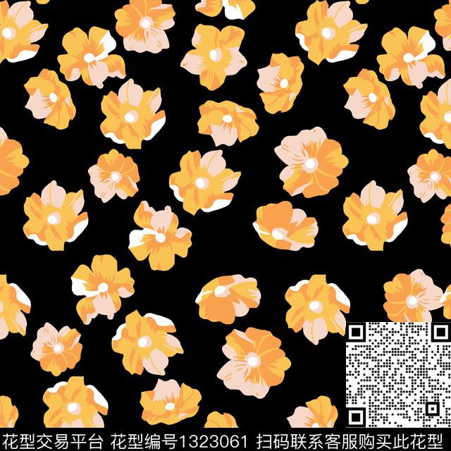 彩底花卉大牌风中国风数码印花华亿平台下载（图片编号: 1323061） - 瓦栏（Walan）