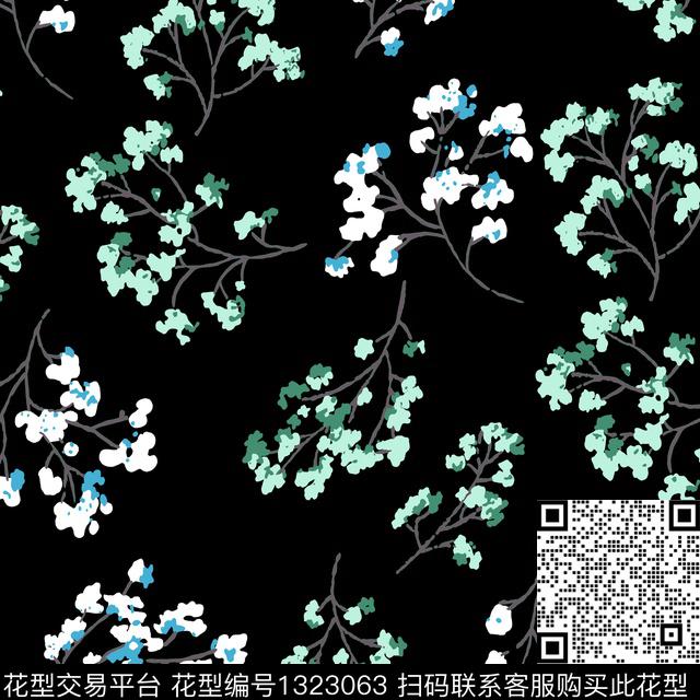 彩底花卉大牌风中国风数码印花华亿平台下载（图片编号: 1323063） - 瓦栏（Walan）