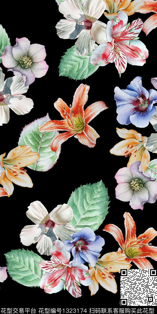 绿植树叶花卉大牌风数码印花华亿平台下载（图片编号: 1323174） - 瓦栏（Walan）