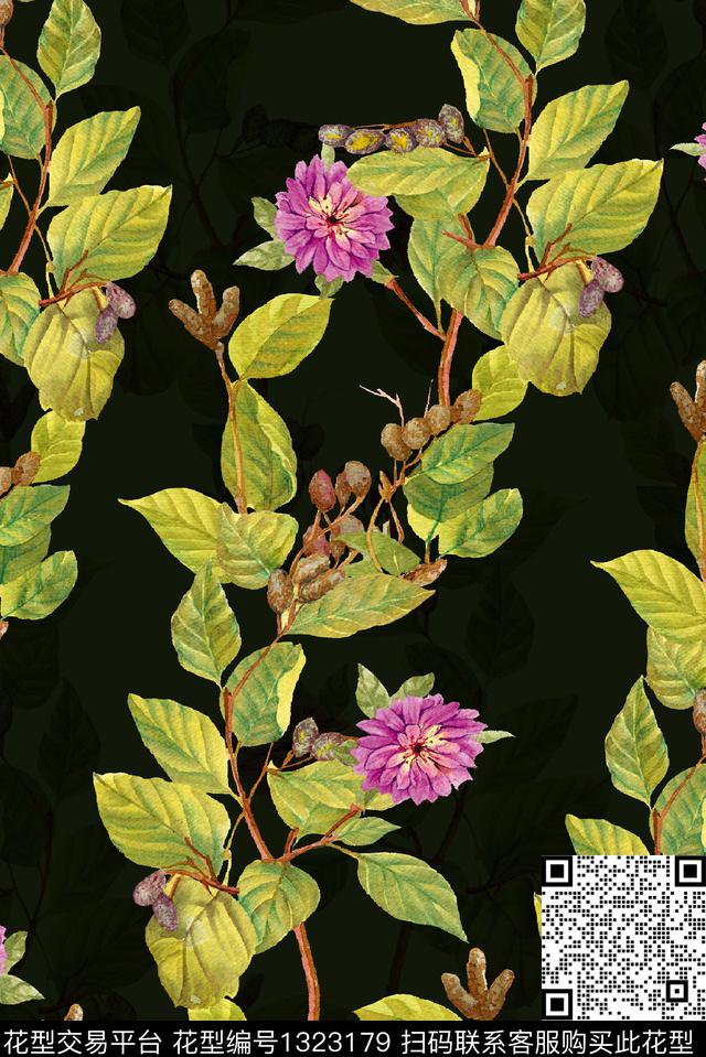 花卉大牌风水彩花卉数码印花华亿平台下载（图片编号: 1323179） - 瓦栏（Walan）