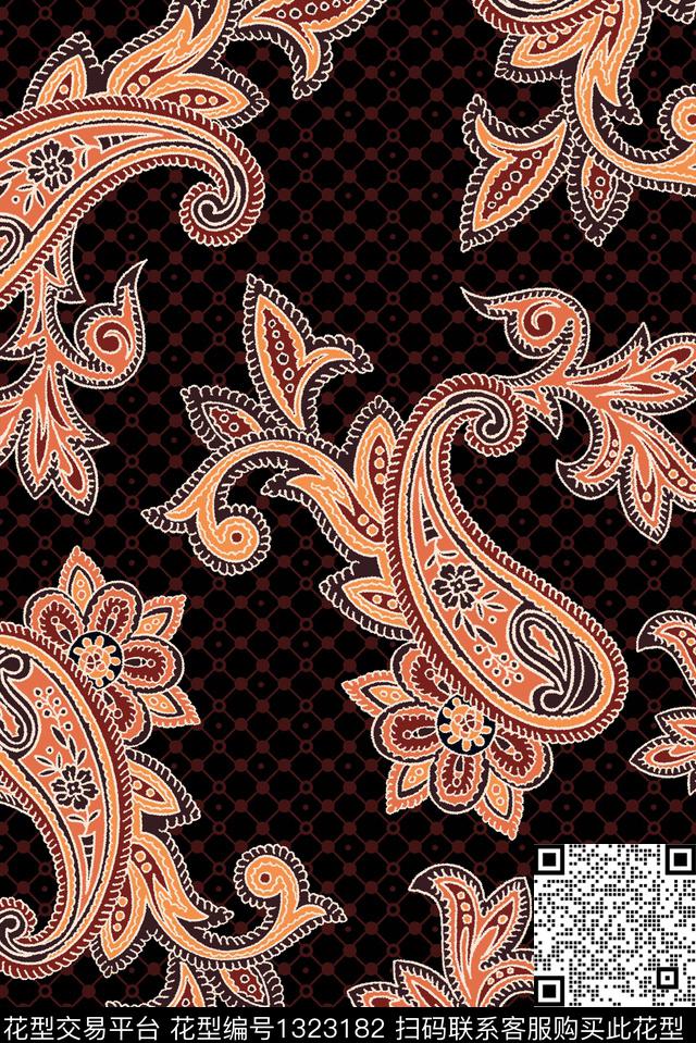 民族风佩斯利大牌风数码印花华亿平台下载（图片编号: 1323182） - 瓦栏（Walan）
