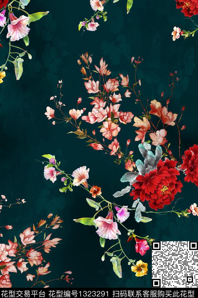 香云纱中国风真丝数码印花华亿平台下载（图片编号: 1323291） - 瓦栏（Walan）