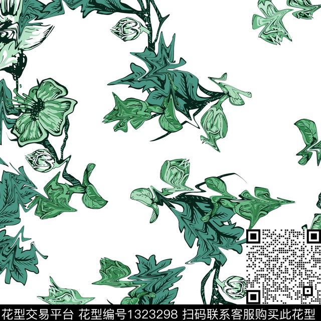 彩底花卉大牌风中国风数码印花华亿平台下载（图片编号: 1323298） - 瓦栏（Walan）