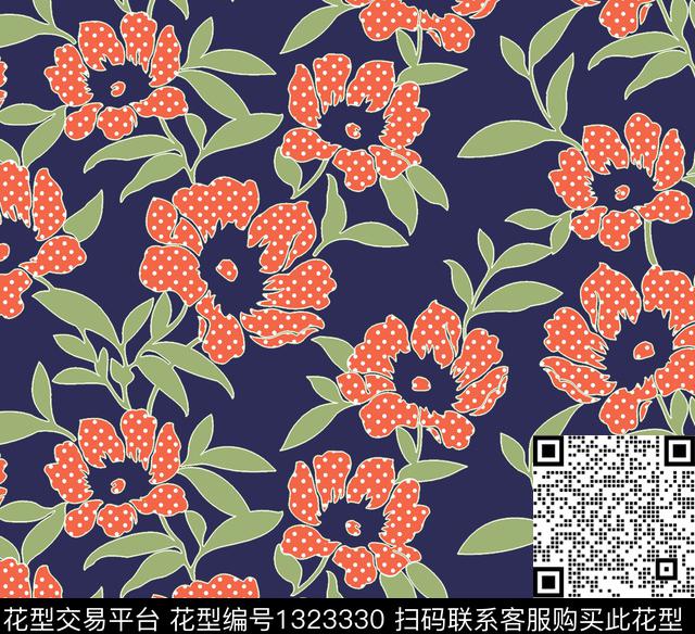 花卉满版散花小碎花传统印花华亿平台下载（图片编号: 1323330） - 瓦栏（Walan）